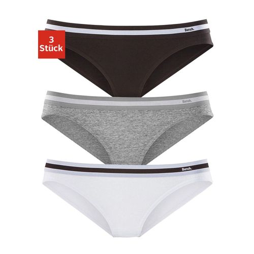 Slip BENCH., Mädchen, Gr. 182, 3 Stk., schwarz-weiß (schwarz, weiß, grau, meliert), Jersey, Obermaterial: 90% Baumwolle, 10% Elasthan (LYCRA), unifarben, körpernah, Unterhosen Slip, mit weichem Webbund