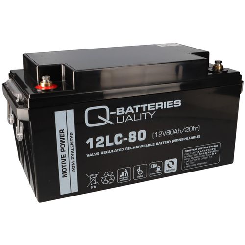 Q-Batteries 12LC-80 / 12V - 80Ah Blei Akku Zyklentyp AGM - Deep Cycle VRLA