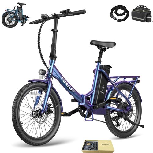 E-Bike 20 zoll 155 - 195 cm Rostfreie Aluminiumlegierung 36 V 18,2 Ah 655,2 Wh bis zu 150 - 190 km 250 W mit 7 Gang Wasserdicht IPX4, Lila