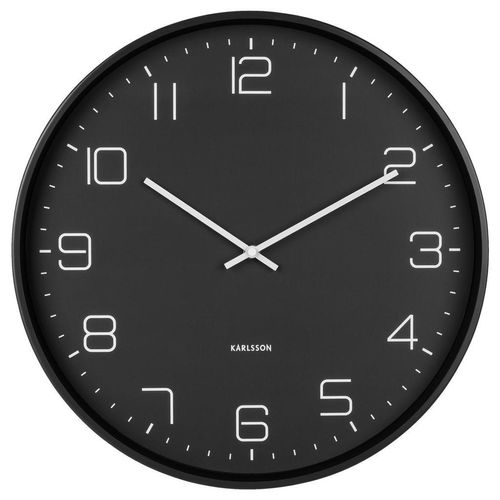 Karlsson Wanduhr Lofty , Schwarz , Metall , 40x40x4.5 cm , Dekoration, Uhren, Wanduhren