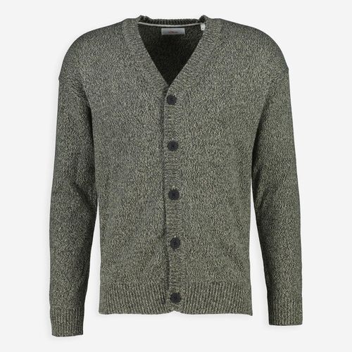 Grün-weiße Strickjacke