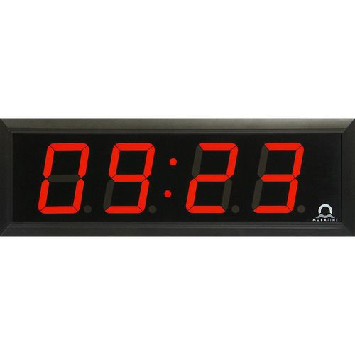 LED-Digitaluhr, HxBxT 118 x 333 x 39 mm, schwarz, rote LED kaiserkraft