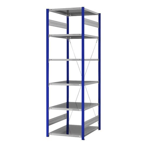 eurokraft pro Steckregal, Bauart leicht, einseitig, HxBxT 2500 x 750 x 800 mm, blau/verzinkt, Grundregal Image