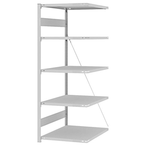 eurokraft pro Steckregal, Bauart mittelschwer, einseitig, HxBxT 2000 x 750 x 800 mm, grau, Anbauregal