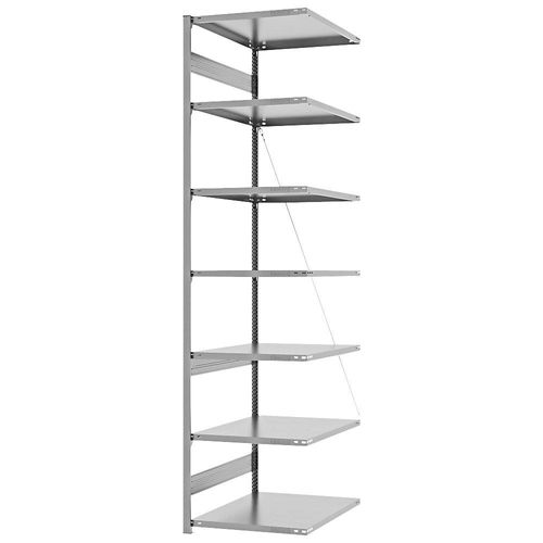 eurokraft pro Steckregal, Bauart leicht, einseitig, HxBxT 3000 x 750 x 800 mm, verzinkt, Anbauregal