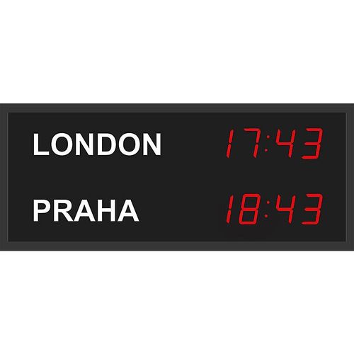 LED-Weltzeituhr, 2 Zeitzonen, Anordnung vertikal kaiserkraft