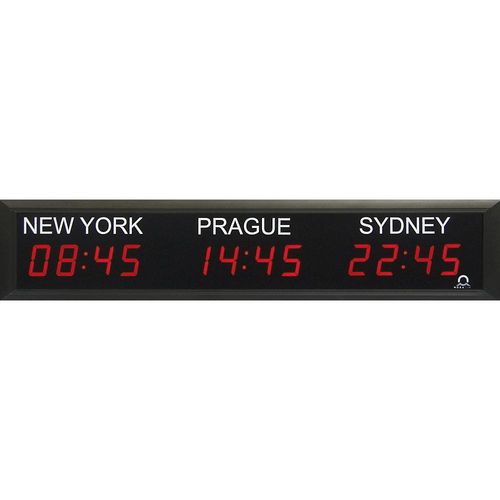 LED-Weltzeituhr, 3 Zeitzonen, Anordnung horizontal kaiserkraft
