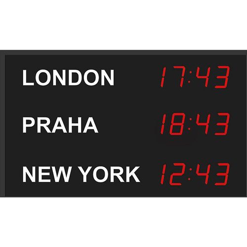 LED-Weltzeituhr, 3 Zeitzonen, Anordnung vertikal kaiserkraft
