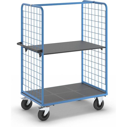 eurokraft pro Etagenwagen mit Gitter-Seitenwänden, Vollgummireifen, Ladefläche 1175 x 800 mm, 2 Etagen Image