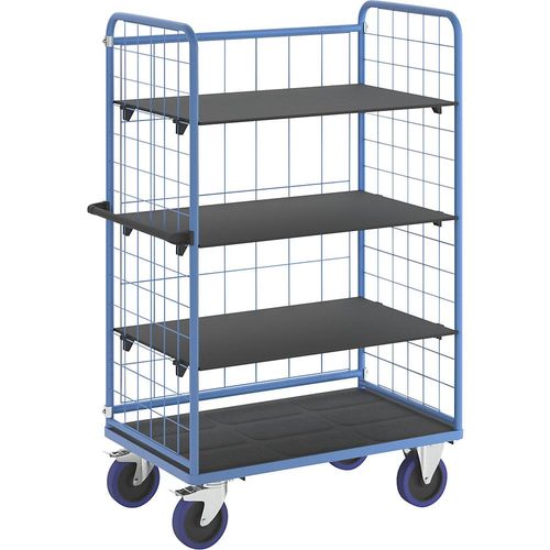 eurokraft pro Etagenwagen, mit 3-seitigen Gitterwänden, Ladeflächen-LxB 1140 x 730 mm, 4 Etagen
