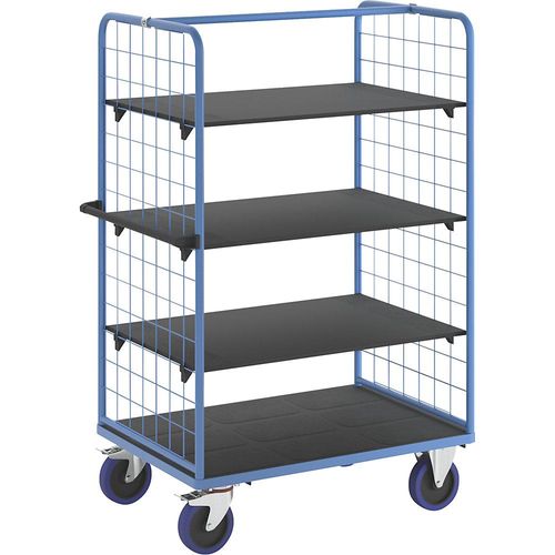 eurokraft pro Etagenwagen, mit 2-seitigen Gitterwänden, Ladeflächen-LxB 1175 x 800 mm, 4 Etagen