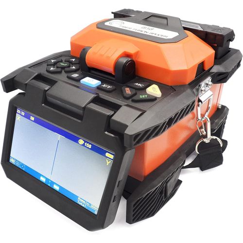 Elfcam - Glasfaserschweißgerät S10 - Kern-zu-Kern-Ausrichtung - 4 Motoren - 5" LCD-Bildschirm, 6400mAh Batterie, Kompatibel mit SM/MM/DS/NZDS, Komplettset Inklusive