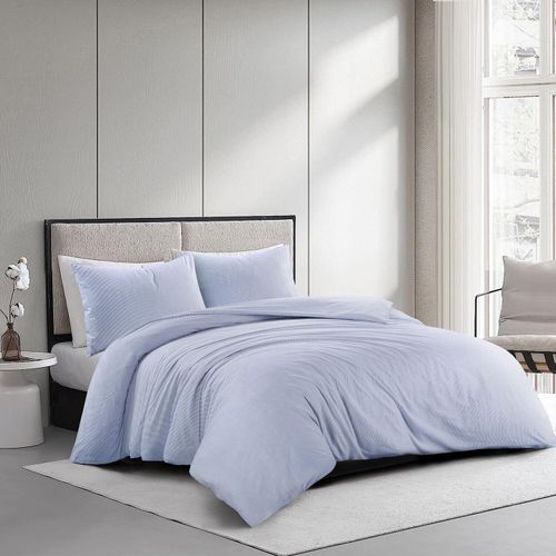 Weiß-blaues Bettbezugset mit Streifenmuster 135x200cm