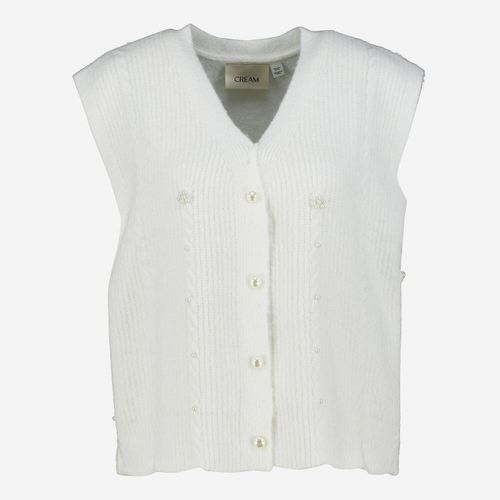Weiße ärmellose Strickjacke