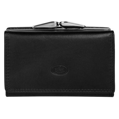 Geldbörse PIKÉ, Damen, schwarz, Leder, leicht glänzend, unifarben, Kleinlederwaren, echt Leder