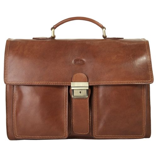 Aktentasche PIKÉ, Damen, Gr. B/H/T: 42cm x 30cm x 15cm onesize, braun, Leder, gepflegt, Taschen, echt Leder, Made in Italy