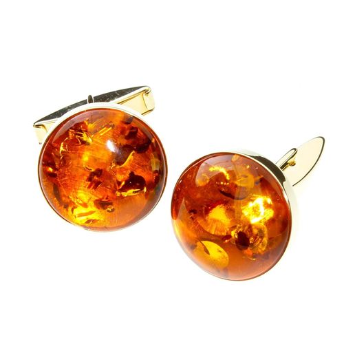 Manschettenknöpfe OSTSEE-SCHMUCK "Ostsee-Schmuck Manschettenknöpfe Classic 19 mm rund", gelb, Manschettenknöpfe, Herren, Gelbgold 333