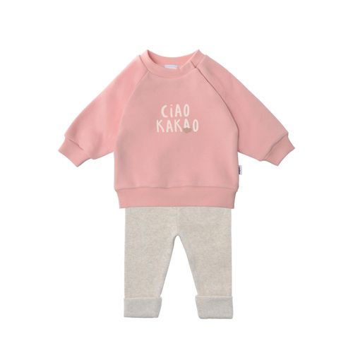 Sweatanzug LILIPUT "Ciao Kakao", Mädchen, Gr. 62/68, rosa (rosa, grau), 80% Baumwolle, 20% Polyester, bedruckt, Sportanzüge, bestehend aus Leggings und Sweatshirt