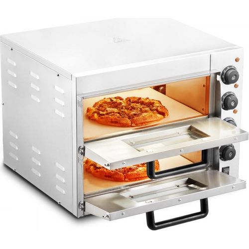 Vevor Pizzaofen – Elektrischr Pizzaofen aus Edelstahl – Für 35,5 cm (14") Pizza – 3000W – Mit 3 Temperaturreglern und Timerfunktion – Für Zuhause, Gastronomie & Bäckerei