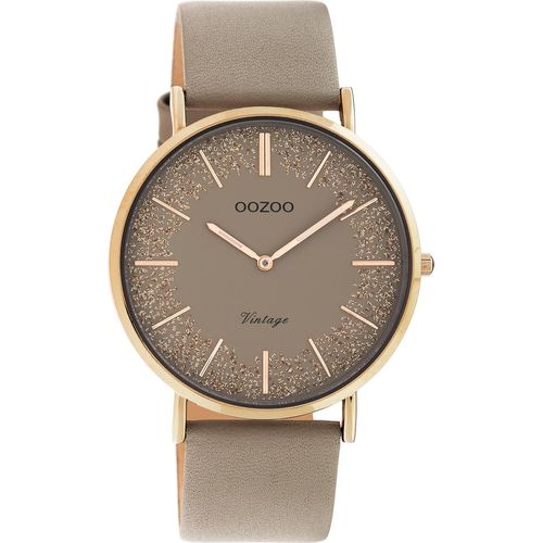 Quarzuhr OOZOO, grau (taupe), Armbanduhren, Damen, Quarzuhr, Armbanduhr, Damenuhr, Lederarmband