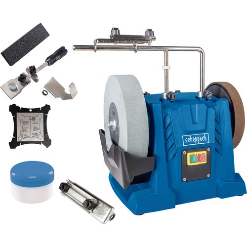 Nass-Trockenschleifer SCHEPPACH "TIGER 7000S -Homekit", blau, B:27cm H:35,5cm L:45,5cm, Schleifmaschinen, 200W, 250mm Korund-Schleifstein, 115min-1 inkl. Homekit-Zubehör