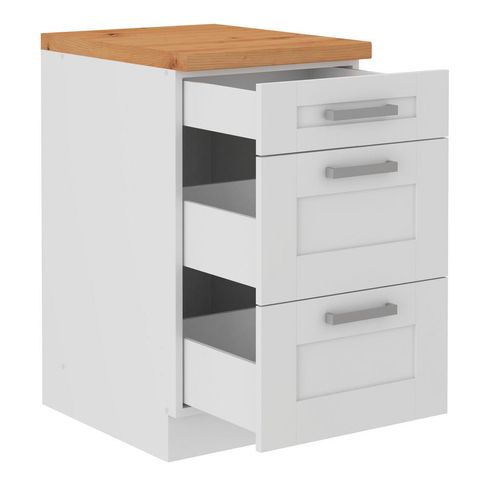 Mid.you Küchenunterschrank , Weiß , Metall , 3 Schubladen , 50x86x60 cm , Küchen, Küchenmöbel, Küchenschränke, Küchenunterschränke