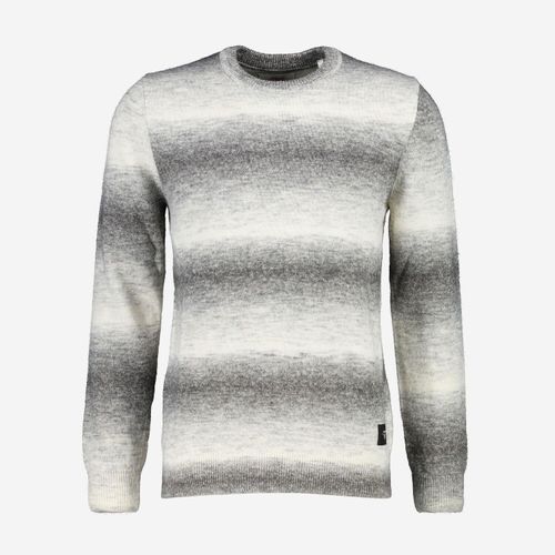 Weiß-grauer Pullover mit Logo-Detail