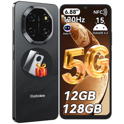 Blackview Shark 6 Handy 5G, 6,88“, 12GB+128GB/2TBTF, Octa Core, AI Fotoalbum, Android 15, ohne vertrag, 5000mAh, Dual SIM, NFC, 120Hz, 18W