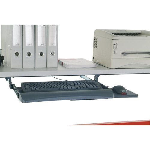 Tastatur-/Mausablage, ausziehbar, HxBxT 110 x 600 x 420 mm, schwarz kaiserkraft