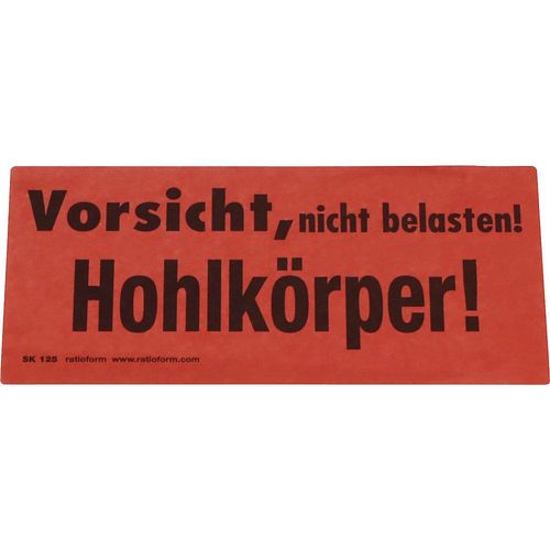 ratioform Warnetiketten, Aufdruck Hohlkörper, VE 1000 Stk, LxB 145 x 70 mm