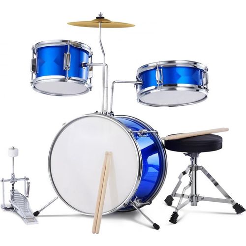 Kinderschlagzeug Set - 3-teiliges Drum-Set für Kinder - Inkl. Thron - Blau - Kinder Musikinstrument