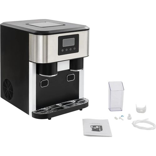Eiswürfelbereiter 3-in-1 - Tischgerät - 12 kg/24 h - 7–9 Min Schnelle Eisherstellung - Eiscrusher & Kaltwasser - 220–240 V 50 Hz - Schwarz