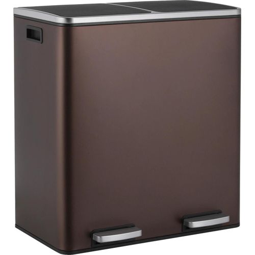 Küchen-Pedal-Mülleimer, 10 L, rechteckig, schokoladenbraun, Soft-Close-Deckel