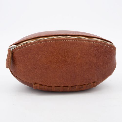 Braune Kosmetiktasche aus Leder mit Reißverschluss