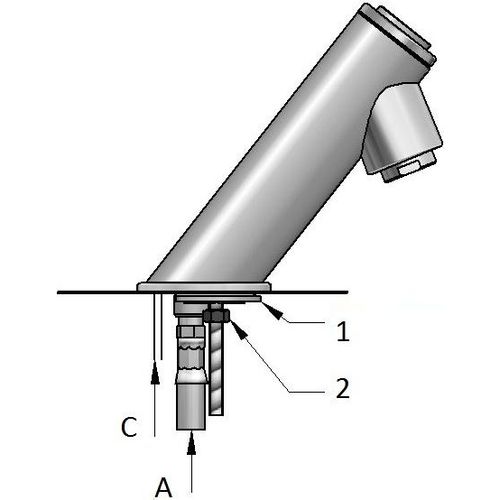 AUM 18 Edelstahlbatterie Piezo Taste Kalt - und Warmwasser Netzbetrieb / Batteriebetrieb AUM 18P.2, AUM 18P.2B, Modell:Batteriebetrieb