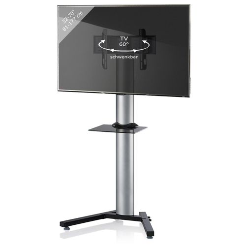 VCM TV Standfuß mit Zwischenboden 26-70 Zoll VESA bis max. 600x400 Fernseh Ständer aus Alu TV Ständer Maße ca. H. 174 x B. 90 x T. 72 cm Fernsehstand Stadino Maxi