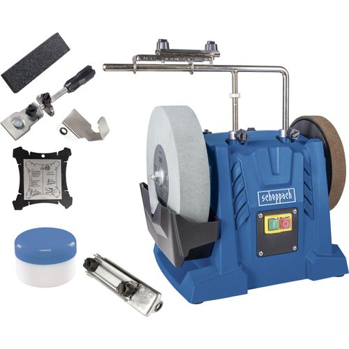 Nass-Trockenschleifer SCHEPPACH "TIGER 7000S -Homekit", blau, B:27cm H:35,5cm L:45,5cm, Schleifmaschinen, 200W, 250mm Korund-Schleifstein, 115min-1 inkl. Homekit-Zubehör