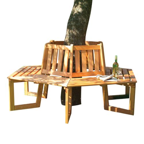Baumbank PROMADINO, braun (honigbraun), B:205cm H:90cm T:178cm, Massivholz, Sitzbänke, Kiefernholz, in honigbraun, in 2 Varianten