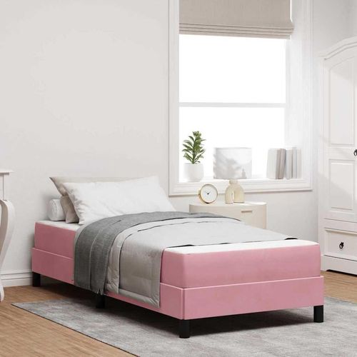 "Schlussverkauf" Boxspringbett - für 1 Person - mit Matratze - Rosa 90x220 cm Stoff C1085