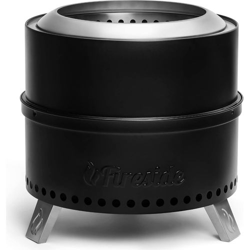 TURBRO 48.3 cm rauchfreie Feuerstelle für Holzverbrennung im Freien, tragbarer Edelstahl-Campingkocher mit Ständer, abnehmbarer Aschekanne,