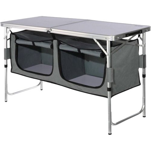 Campingküche – Faltbare Reiseküche – Verstellbare Campingküche mit 2 Schränken – Leicht Aufklappbar und Platzsparend – Camping-Kochstation mit Stauraum