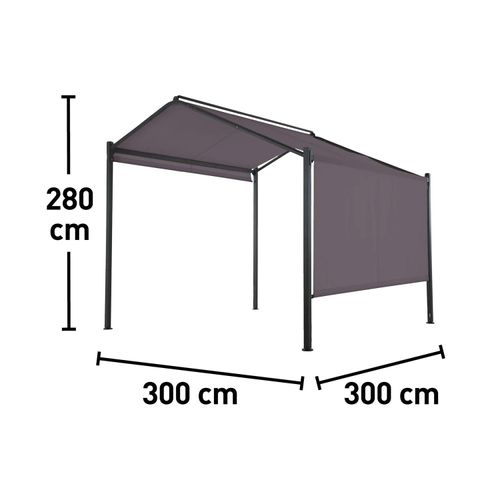 Stahl Pavillon Überdachung Gartenlaube Bacliff 3 m x 3 m x 2,8 m Anthrazit