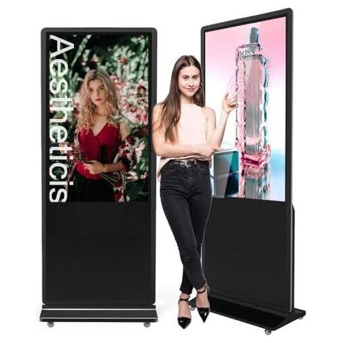 55 Zoll 4K Touchscreen Digitaler Kundenstopper, Werbung Display Digital, Stand, Vertical Monitor, IPS HD LCD -Bildschirm, Beschilderung, Smart Interac