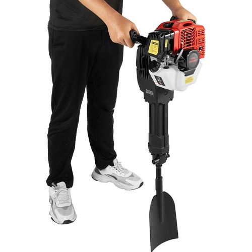 Baumpflanzgräber für Garten - Benzin 52 cc 1900 W - 1500 Schläge/min - Tank 1,1 l - Verbrauch 0,6 l/h - Gewicht 18,6 kg - Rot/Schwarz
