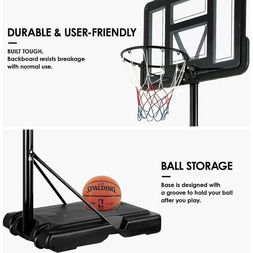 Basketballkorb - Mobiler Ständer - Höhenverstellbar 230–304 cm - Kohlenstoffstahl - Mit Rollen - Mit Wasser oder Sand befüllbar - Indoor/Outdoor - Für Kinder & Erwachsene