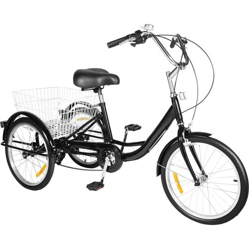Dreirad für Erwachsene - 3-Rad Fahrrad - 8-Gang - 50 cm Räder - Doppelte Scheibenbremsen - Verstellbarer Sattel - Max. Belastung 110 kg - Schwarz