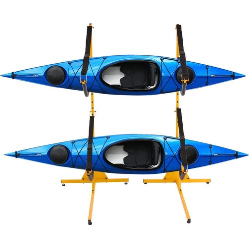 Kajak Aufbewahrungsständer - Doppelt freistehend - Verstellbar - Aluminium - Max. Traglast 108,86 kg - Für 2 Kajaks - Gelb