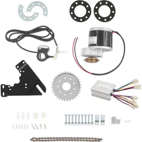E-Bike - Umbausatz - Bürstenmotor - 350 W 24 V - 3300 U/min - Einstellbare Geschwindigkeit - Schwarz