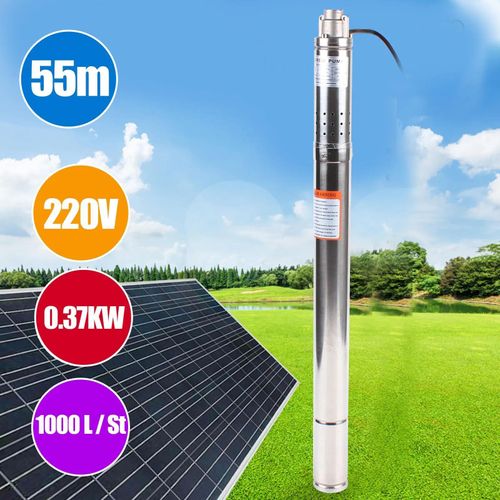 Tiefbrunnenpumpe, Tauchpumpe 2”, 370 W 220 V EU‑Stecker, sandverträglich für Gartenbewässerung