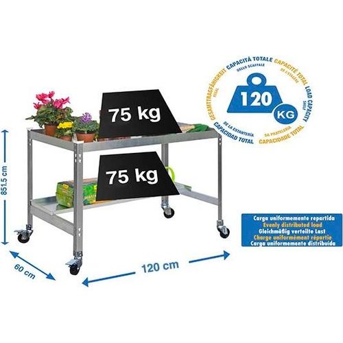 SIMONGARDEN DESK MOB Anzuchttisch. 1200x600 CINZA/GALVA